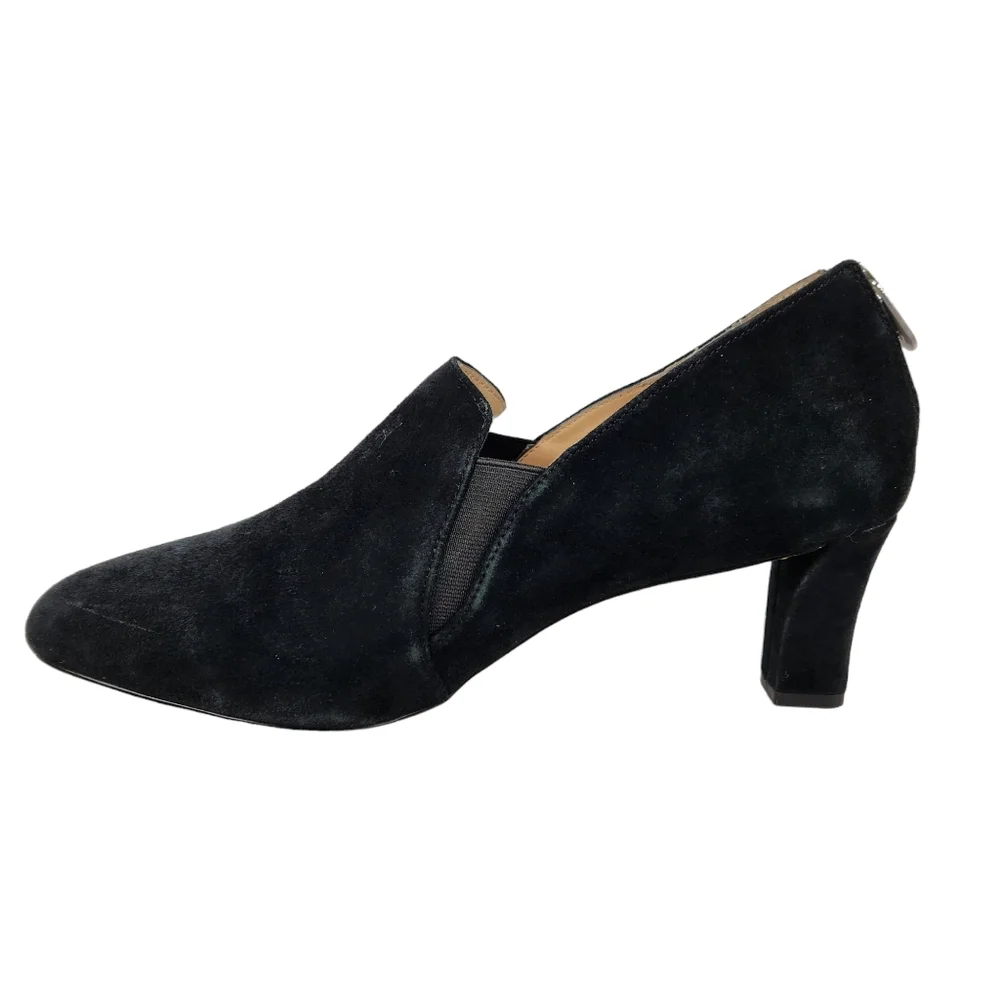 Adrienne Vittadini Lave Black Suede Leather Shootie Heeled Shoes Women's Size 10